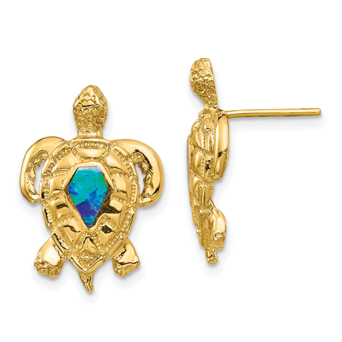 14K Created Opal Turtle Post Earrings-TF1595