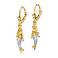 14K and White Rhodium Brushed & Polished Mermaid Earrings-TF1598