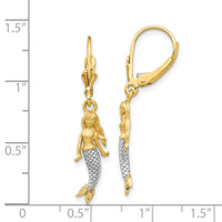14K and White Rhodium Brushed & Polished Mermaid Earrings-TF1598