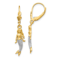 14K and White Rhodium Brushed & Polished Mermaid Earrings-TF1598