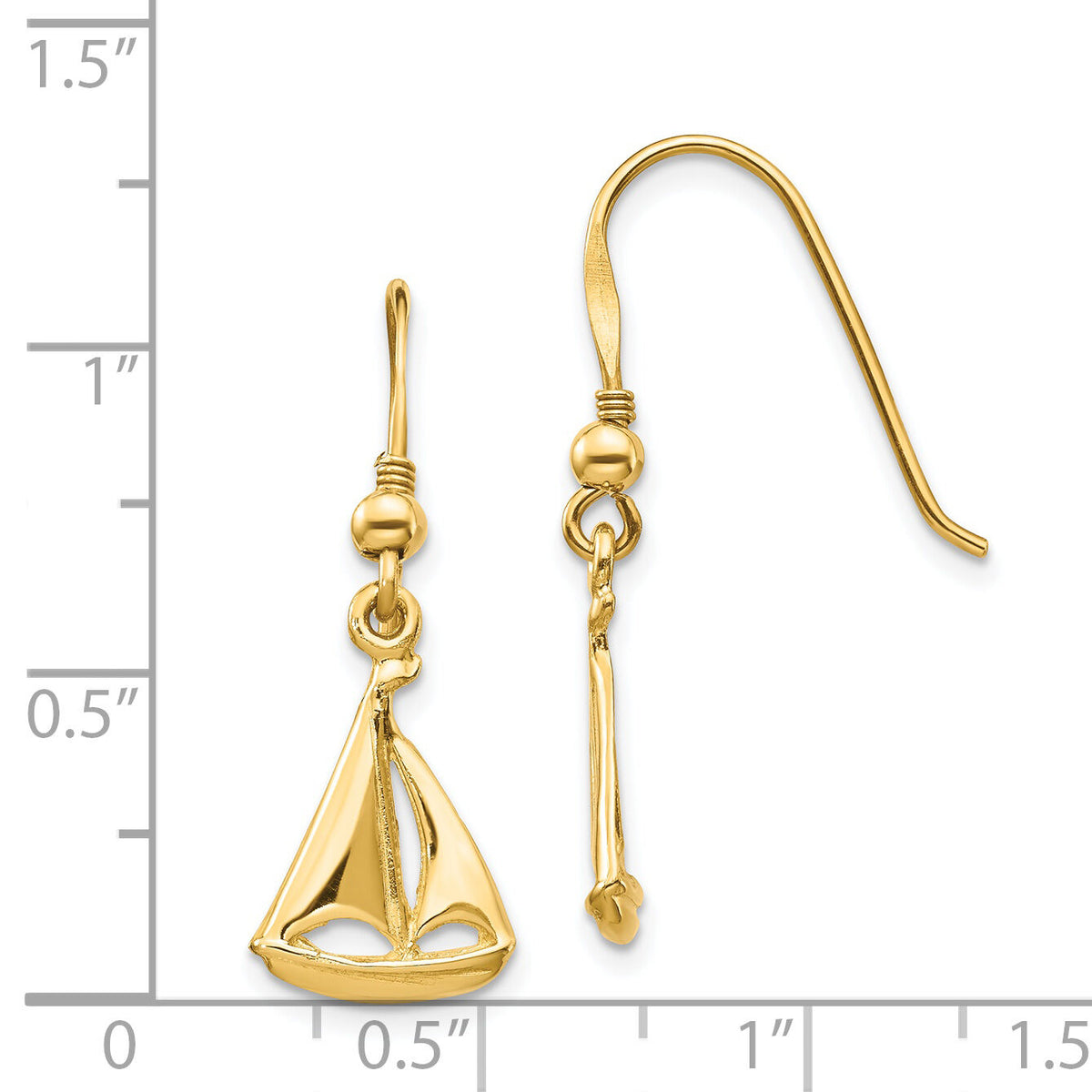14K Sailboat Shepherd Hook Earrings-TF1599