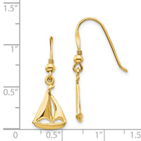14K Sailboat Shepherd Hook Earrings-TF1599
