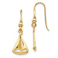 14K Sailboat Shepherd Hook Earrings-TF1599