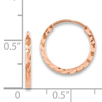 14k Rose Gold 1.60mm D/C Square Tube Endless Hoop Earrings-TF1601