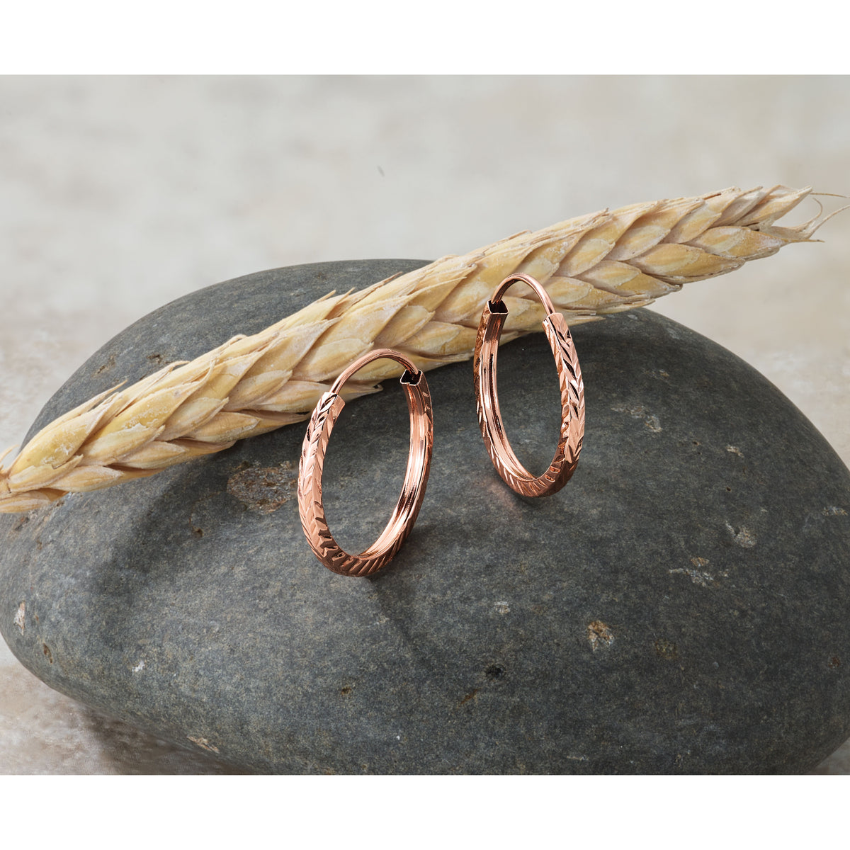 14k Rose Gold 1.60mm D/C Square Tube Endless Hoop Earrings-TF1601