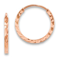 14k Rose Gold 1.60mm D/C Square Tube Endless Hoop Earrings-TF1601