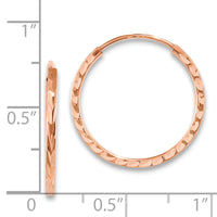 14k Rose Gold 1.60mm D/C Square Tube Endless Hoop Earrings-TF1602