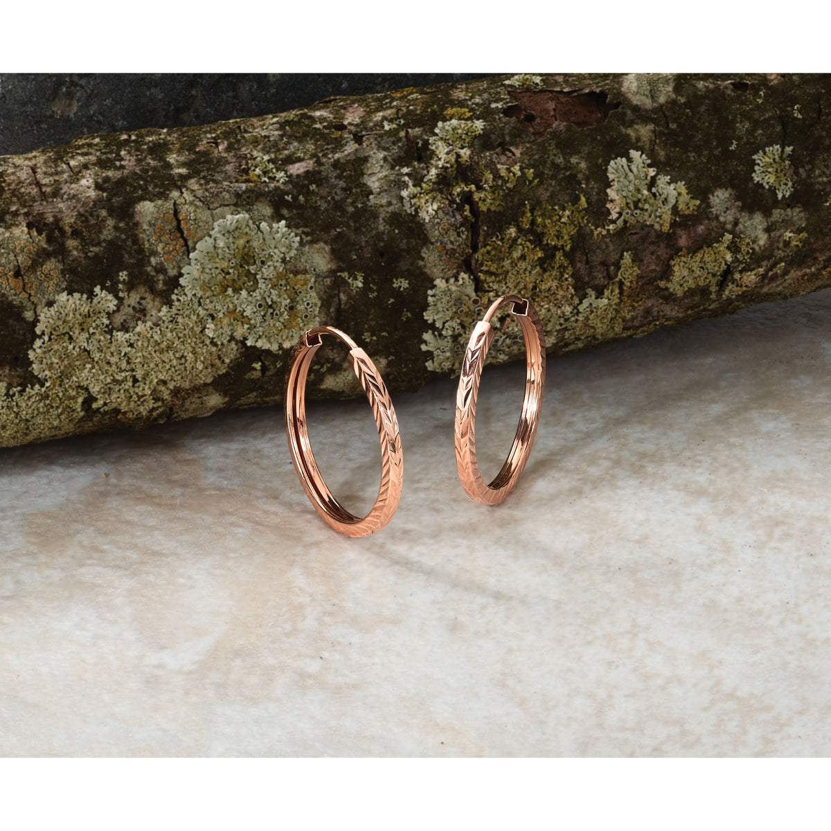 14k Rose Gold 1.60mm D/C Square Tube Endless Hoop Earrings-TF1602