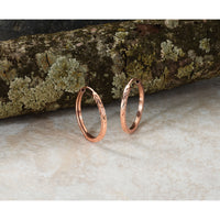 14k Rose Gold 1.60mm D/C Square Tube Endless Hoop Earrings-TF1602