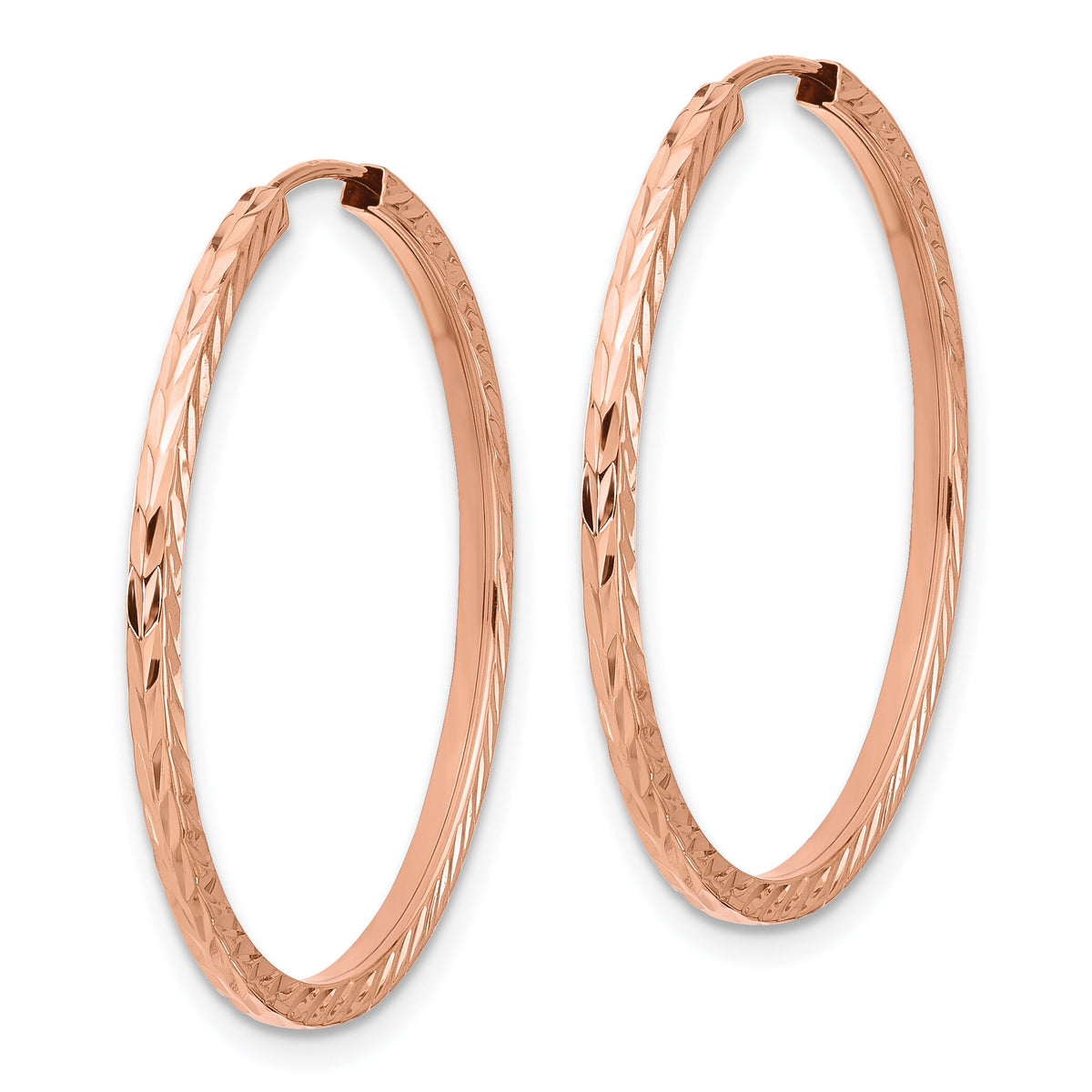 14k Rose Gold 1.60mm D/C Square Tube Endless Hoop Earrings-TF1603