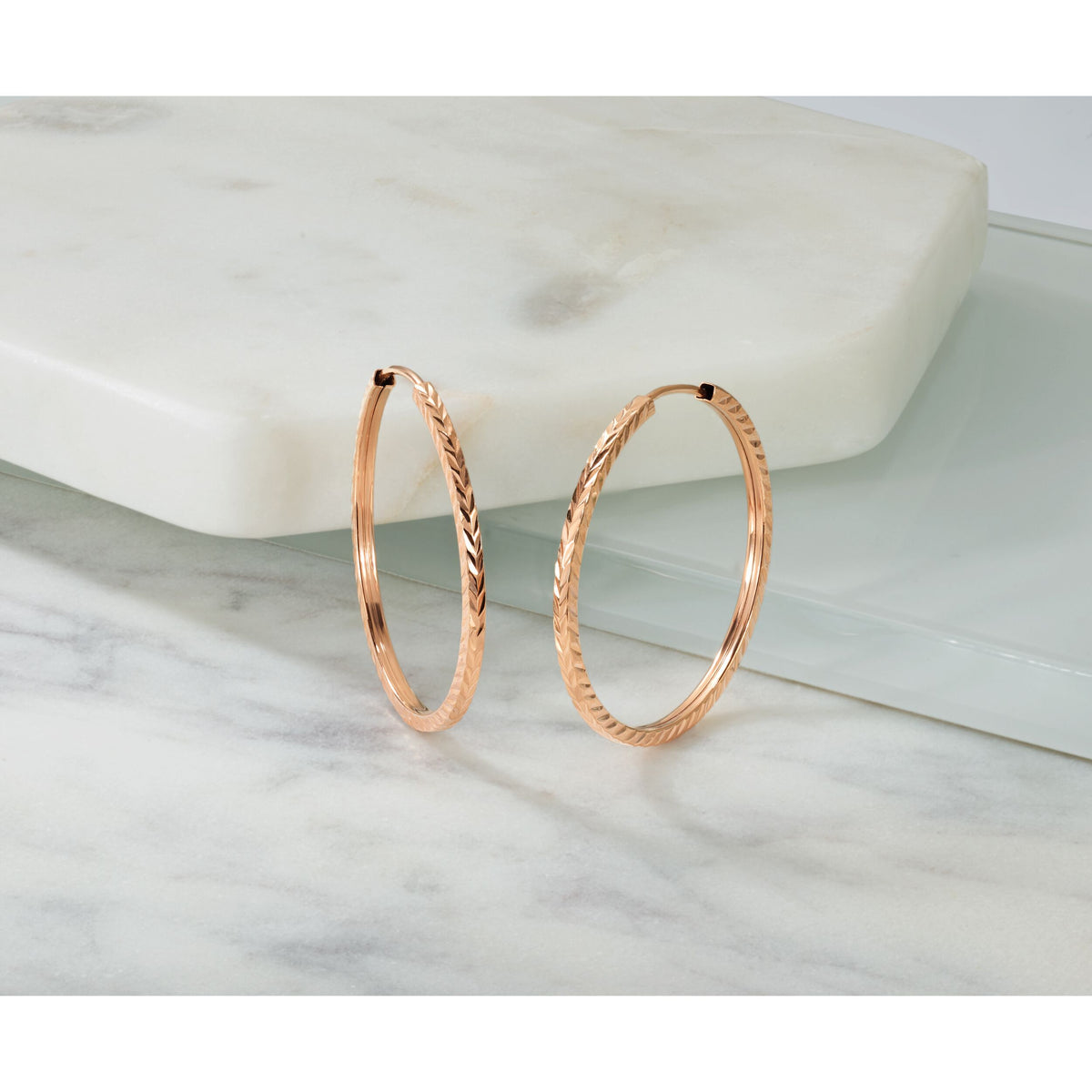 14k Rose Gold 1.60mm D/C Square Tube Endless Hoop Earrings-TF1603
