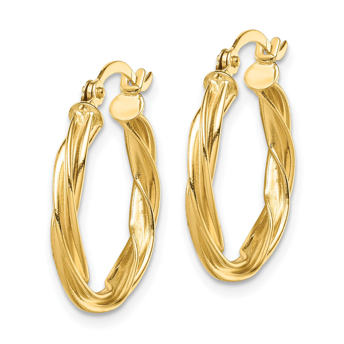 14K Polished Twisted 2.5mm Hoop Earrings-TF1606