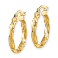 14K Polished Twisted 2.5mm Hoop Earrings-TF1606