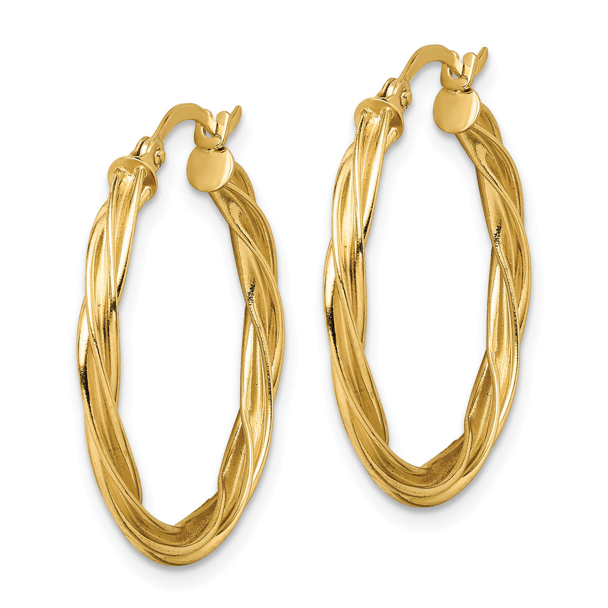 14K Polished Twisted 2.5mm Hoop Earrings-TF1607