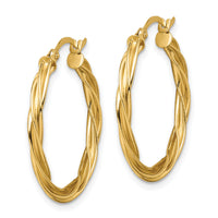14K Polished Twisted 2.5mm Hoop Earrings-TF1607
