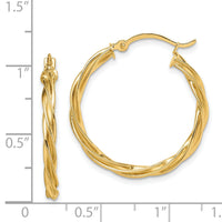 14K Polished Twisted 2.5mm Hoop Earrings-TF1607
