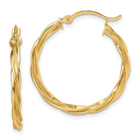 14K Polished Twisted 2.5mm Hoop Earrings-TF1607