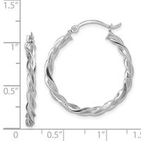 14K White Gold Polished Twisted Hoop Earrings-TF1607W