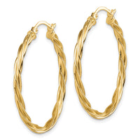 14K Polished 2.5mm Twisted Hoop Earrings-TF1608