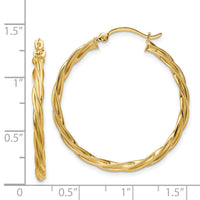 14K Polished 2.5mm Twisted Hoop Earrings-TF1608