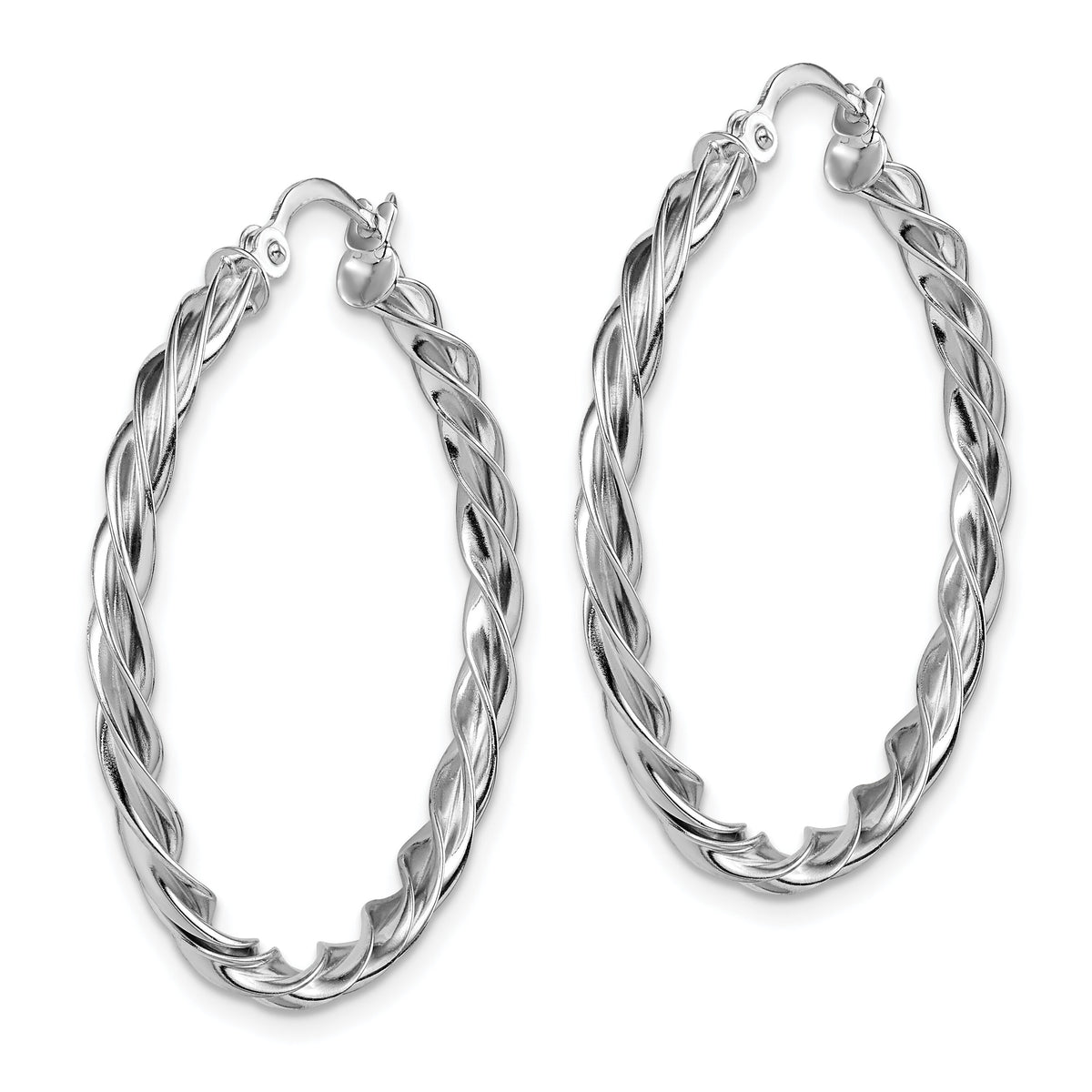 14K Polished White Gold 2.5mm Twisted Hoop Earrings-TF1608W