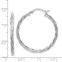14K Polished White Gold 2.5mm Twisted Hoop Earrings-TF1608W