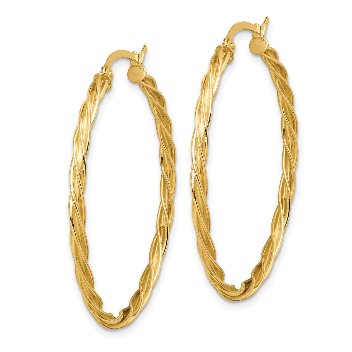 14K Polished Twisted 2.5mm Hoop Earrings-TF1609