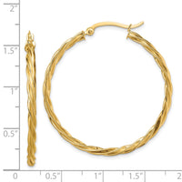 14K Polished Twisted 2.5mm Hoop Earrings-TF1609