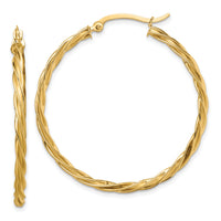 14K Polished Twisted 2.5mm Hoop Earrings-TF1609