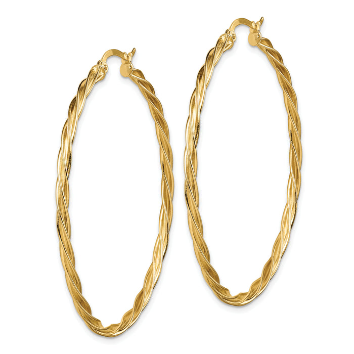 14K Polished 2.5mm Twisted Hoop Earrings-TF1610