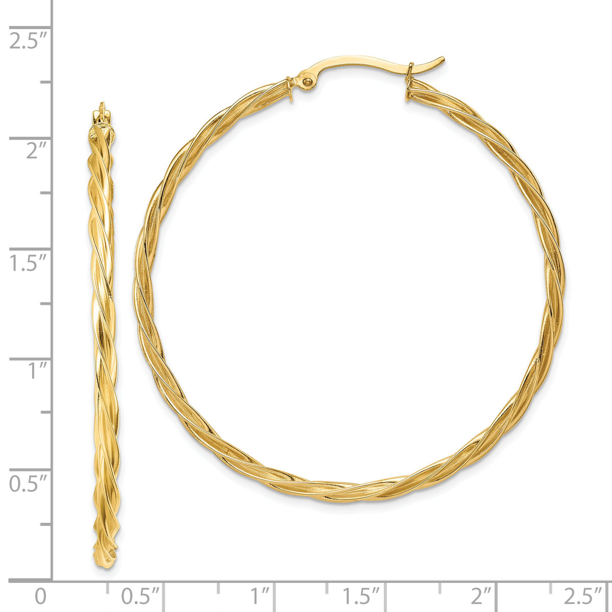 14K Polished 2.5mm Twisted Hoop Earrings-TF1610