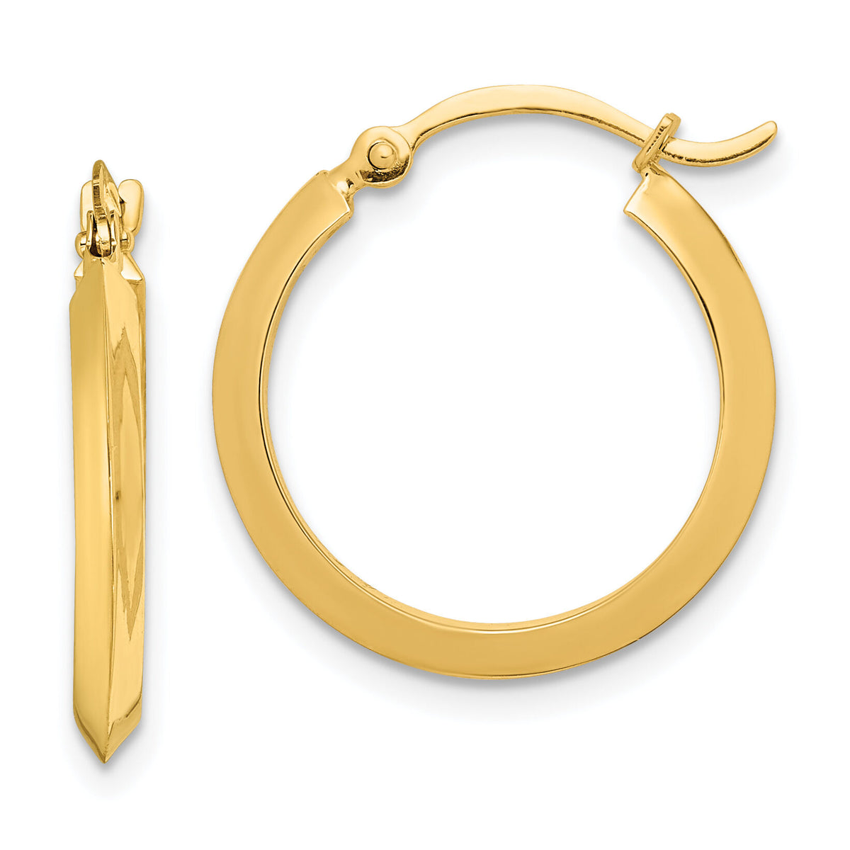 14K Polished Hoop Earrings-TF1629