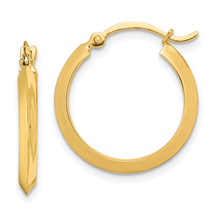 14K Polished Hoop Earrings-TF1629