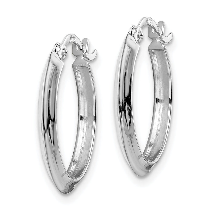 14K White Gold Polished Hoop Earrings-TF1629W