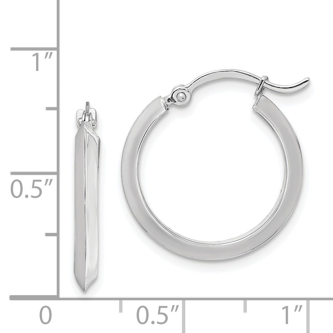 14K White Gold Polished Hoop Earrings-TF1629W