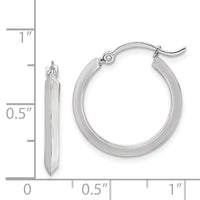 14K White Gold Polished Hoop Earrings-TF1629W
