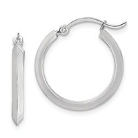 14K White Gold Polished Hoop Earrings-TF1629W