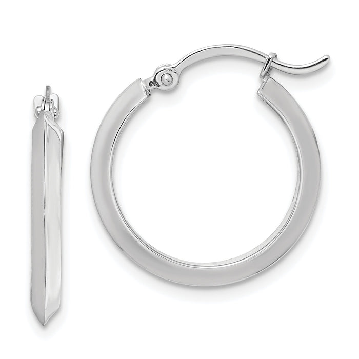 14K White Gold Polished Hoop Earrings-TF1629W
