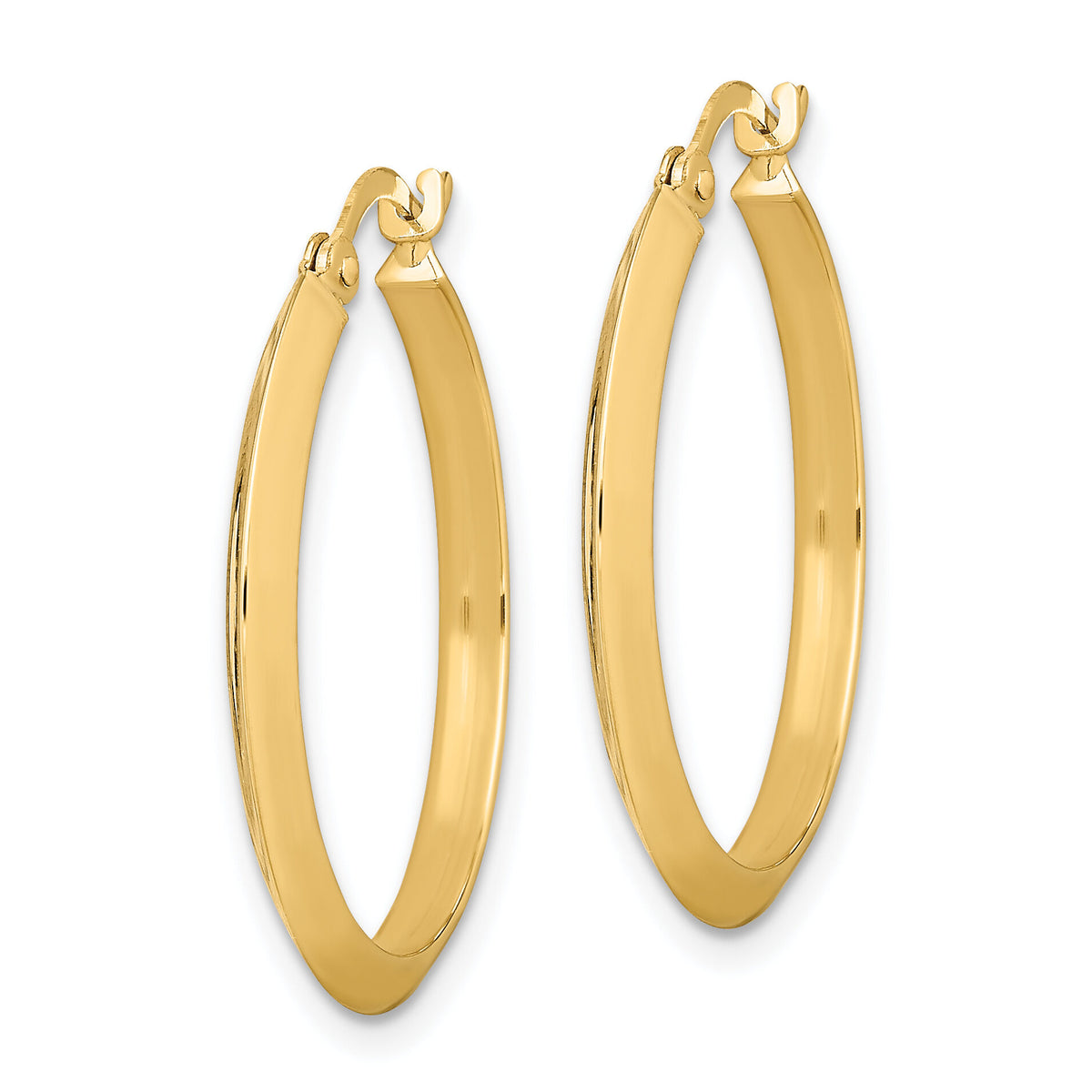 14K Polished Hoop Earrings-TF1630