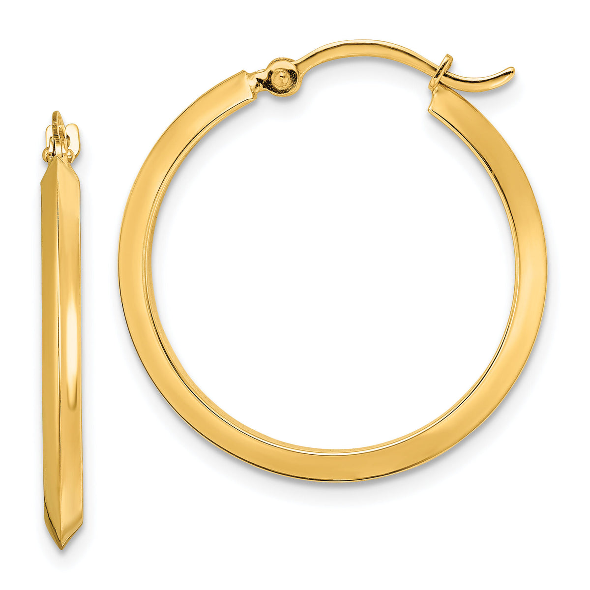 14K Polished Hoop Earrings-TF1630