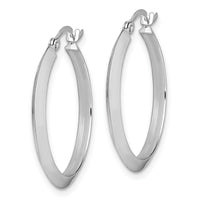 14K Polished White Gold Hoop Earrings-TF1630W