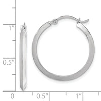 14K Polished White Gold Hoop Earrings-TF1630W