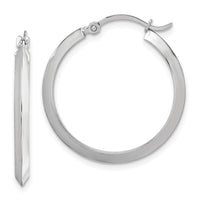 14K Polished White Gold Hoop Earrings-TF1630W