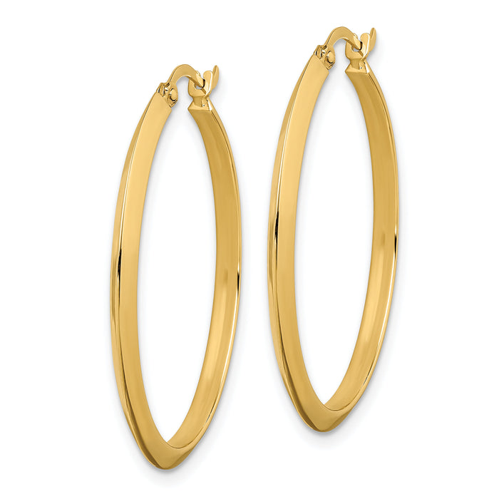 14K Polished Hoop Earrings-TF1631