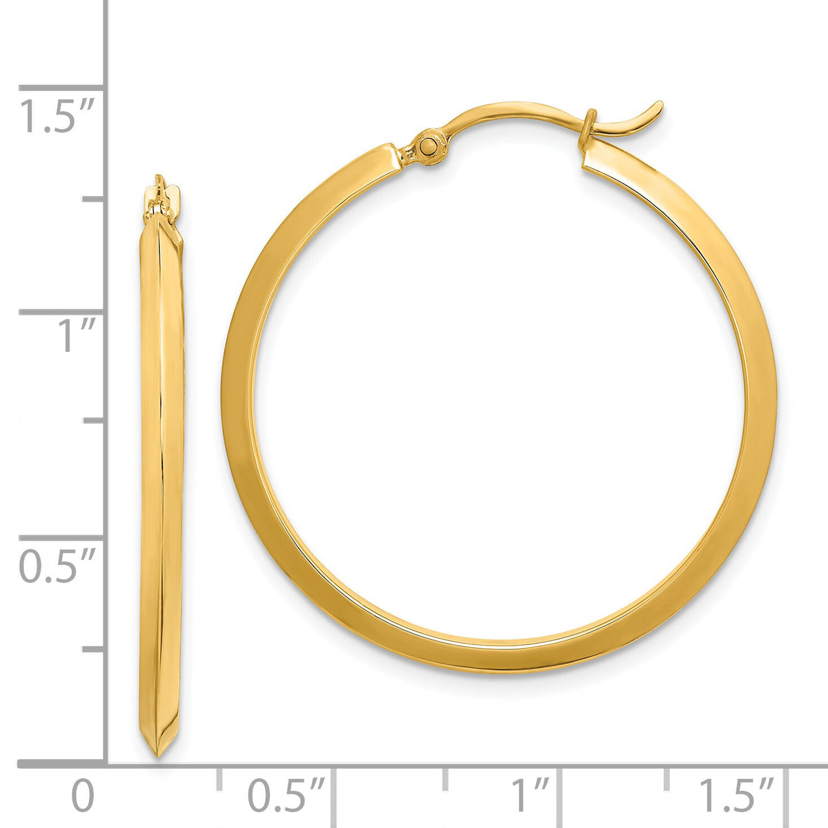 14K Polished Hoop Earrings-TF1631