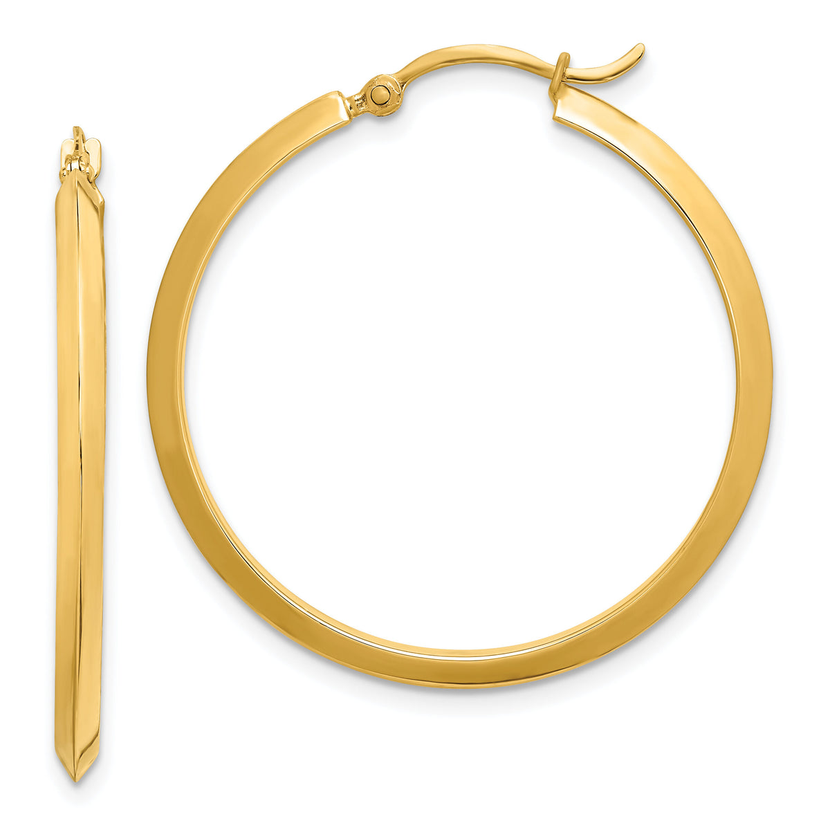 14K Polished Hoop Earrings-TF1631