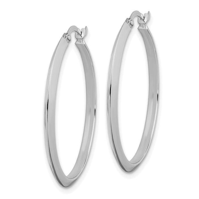 14K White Gold Polished Hoop Earrings-TF1631W