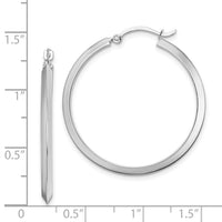14K White Gold Polished Hoop Earrings-TF1631W
