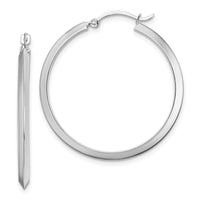 14K White Gold Polished Hoop Earrings-TF1631W