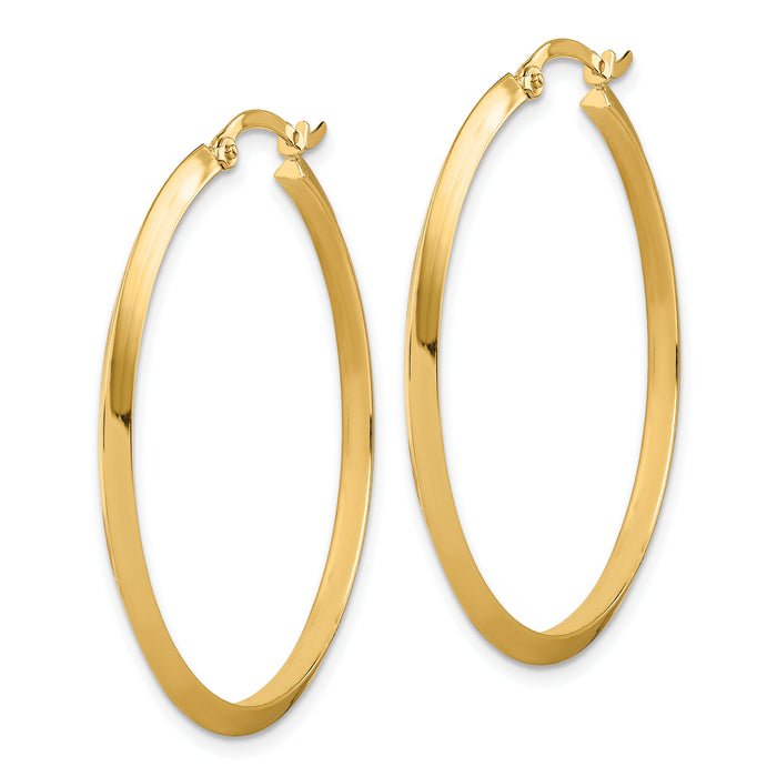 14K Polished Hoop Earrings-TF1632
